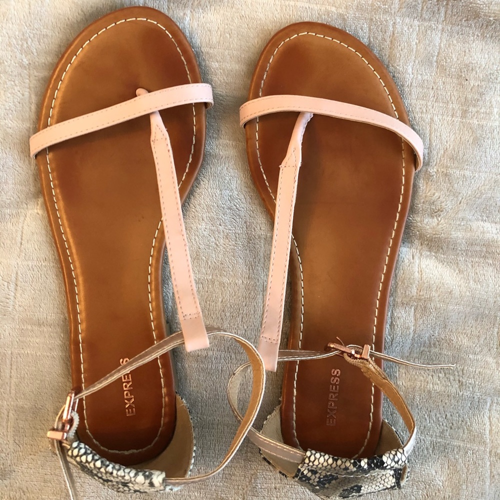 blush snakeskin sandals